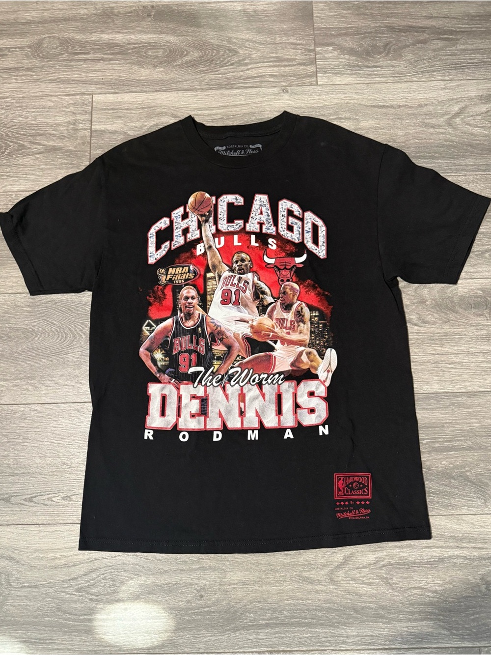Mitchell & Ness Black Chicago Bulls Dennis Rodman Graphic Tee